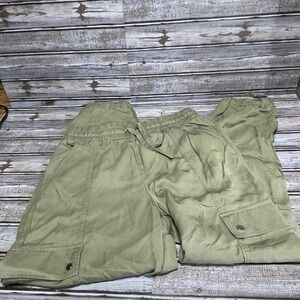 Athleta Women Cargo Jogger Pants Olive Green‎ Drawstring Elastic Waist Size SP